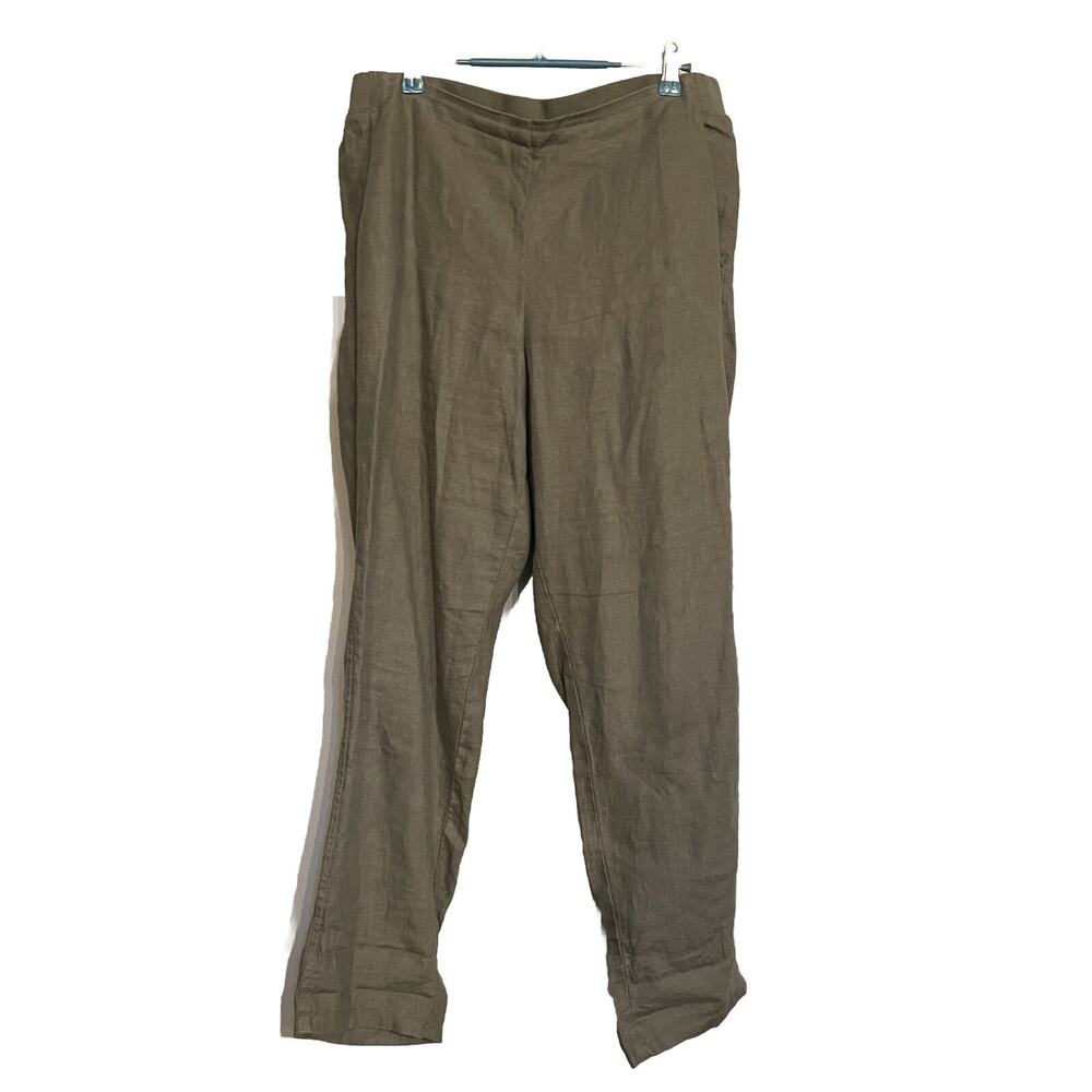 J Jill Love Linen Pants Wide Leg Ankle Crop Lagenlook Boho Minimalist Womens M